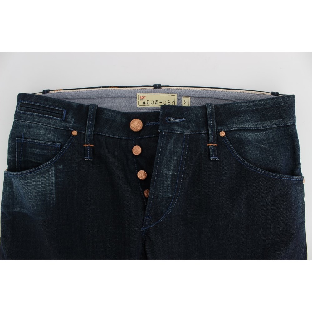 nan Blue Wash Cotton Regular Straight Fit Jeans - Picture 5 of 6